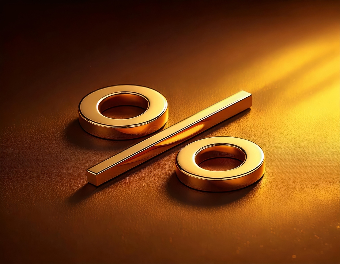 Prozent Zeichen Gold
